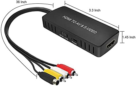 ממיר HDMI ל- AV ו- S-Video ממיר HDMI לממיר וידאו אודיו HDMI למתאם RCA עם SVIDEO CABLE תמיכה 720P/ 1080P עבור