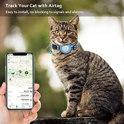 צווארון חתול Airtag עם פעמון נפרץ, רצועה מתכווננת רפלקטיבית עם מארז תג אוויר לחתלתול חתול