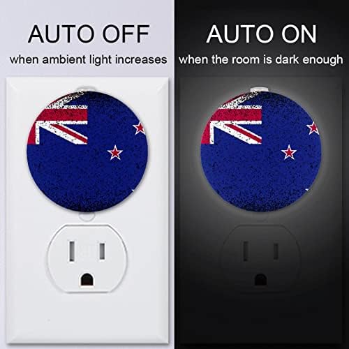 2 מארז התוספת מנורת לילה הוביל לילה אור עם חשכה לשחר חיישן לילדים חדר, משתלה, מטבח, מסדרון ניו זילנד דגל