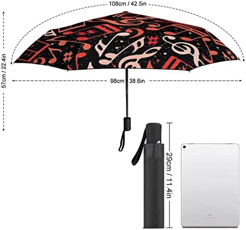אדום מוסיקלי הערות 3 קפלים אוטומטי פתוח קרוב נגד מטריית נסיעות מטריית נייד קיץ מטריות