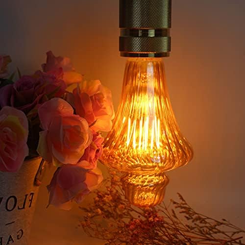 נורת אדיסון עתיקה לד, מנורה דקורטיבית בעלת נימה בצורת 4 וואט, זכוכית ענבר 2700 קראט אור חם לחדר שינה, מלון