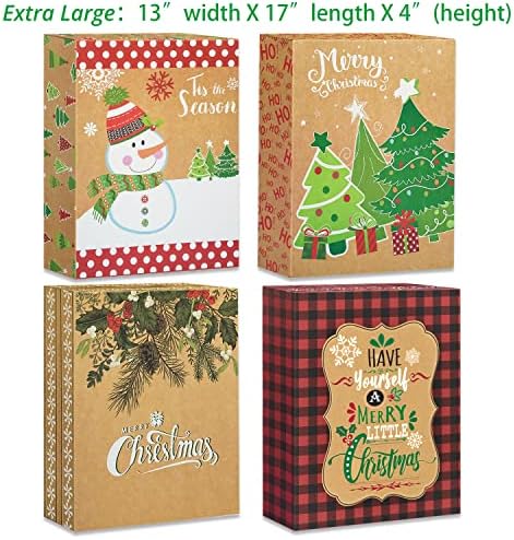 12 קראפט חג המולד מתנת קופסות עם מכסים עבור גלישת גדול בגדי 80 לספור רדיד חג המולד תג מדבקות