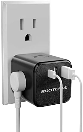 צרור Rootoma, USB C מרחיב שקע מולטי תקע עם USB, 3 USBS ו- 3 שקעים שחורים, מאריך יציאת USB C, מתאם שקע רב תקע, עם מתג ראשי,