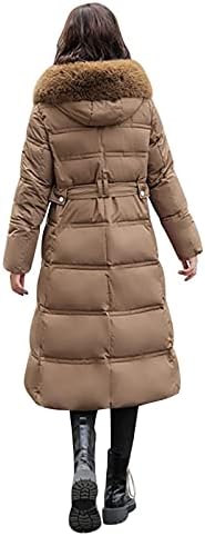 מעילי קו פליס עם ברדס נשים מוטבעות דקיקות עם כיסים עם חגורה חורפית באורך אמצע מעיל מקפיא נשים נשים