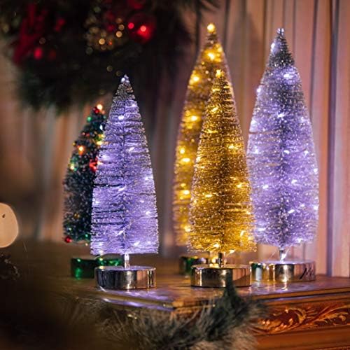 Varmax Prelit עץ חג המולד נצנצים עץ השולחן עץ בקבוק עץ עצי מברשת 13.8 '', זהב