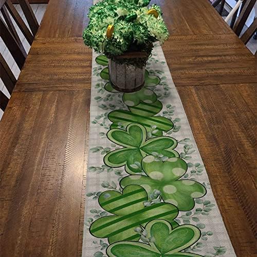 ארקני סנט פטריק יום מזל ירוק תלתן שולחן רץ 72 סנטימטרים אקליפטוס עלים אביב עונתי חג דקור עבור אוכל שולחן מקורה בית חווה שולחן