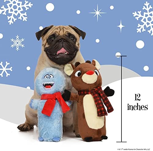 רודולף אייל האף האדום באמבל וצעצועי כלב רודולף, 2 חלקים / צעצועי כלבים חורקים מצעצועי כלבי חג המולד, צעצועי לעיסת כלבים /