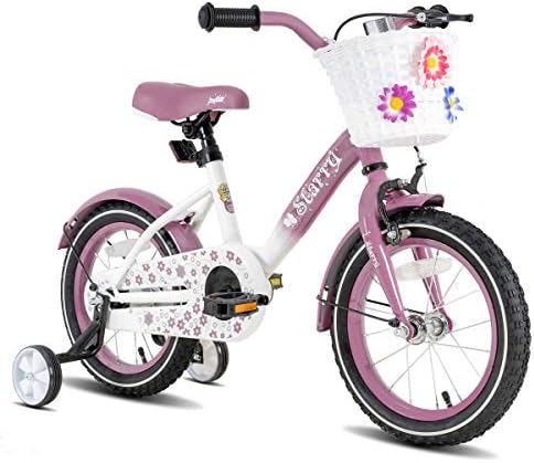 אופניים לילדים כוכבי ג'ויסטאר לבנות בגילאי 3-9, 14 16 אופניים לילדים בגודל 18 אינץ 'עם גלגלי אימונים וסל,