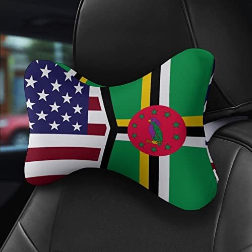 דגל ארצות הברית ודומיניקה 2 יחידים כריות צוואר רכב נושם כרית ראש נשימה כרית מושב מכונית נוחה כרית מושב מתאימה