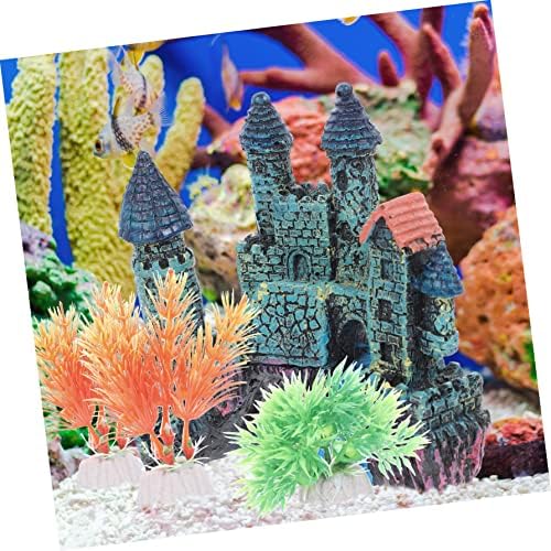 3 סטים כמו בחיים דקורטיבי נוף אקווריום אביזרי טנק שרף מלאכותי שולחן דגי בית צמחים מסתור ללבוש עמיד טירה חי אלמוגים