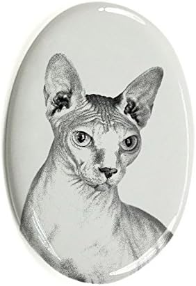 ארט דוג, מ.מ. ספינקס, מצבה סגלגלה מאריחי קרמיקה עם תמונה של חתול