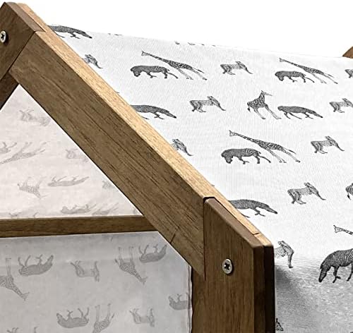 בית מחמד מעץ ברדלס לונא -לונאני, דפוס סקיצה בסגנון אמנות ג'ירפה זברה וחיות בר צ'יטה, מלונה כלבים ניידת חיצונית ומקורה