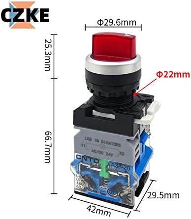 Lyvi LA38 בורר LED לחצן כפתור מתג סיבוב 2 3 מנעול עצמי מיקום 1NONC מגע מואר כסף 22 ממ LA38-11XD/21