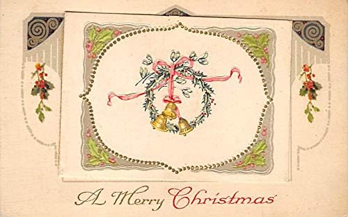 חג המולד הודעה כרטיס עתיק חג המולד גלויה ברכה תיקיית כרטיס מצורף, חסר הכנס שאינו בשימוש