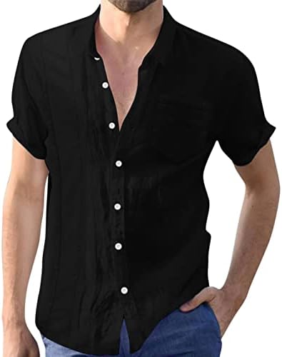 חולצות פשתן לגברים כושר רופף, חולצות הוואי לגברים שרוול קצר בכושר רגיל חולצות פרחים חולצות טרופיות חולצות