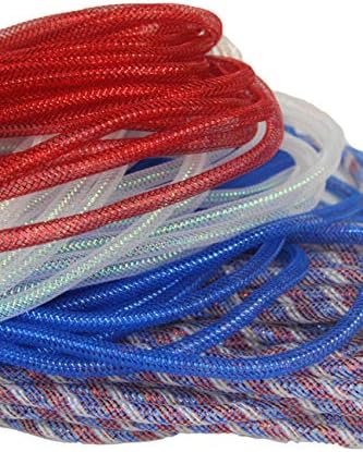 צינורות דקורטיביים רשת - אדום, לבן וכחול - מושלם לפרויקטים של אומנויות ומלאכה או קישוט פטריוטי