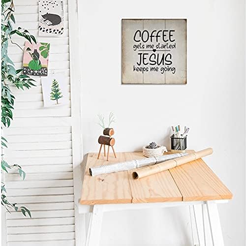 סימני עץ AIHESUI קיר קיר לקישוט קיר קפה קפה מתחיל לי ישוע ממשיך אותי למלא שלטים לסלון מטבח בית ספר לחדר שינה חדר שינה 12x12