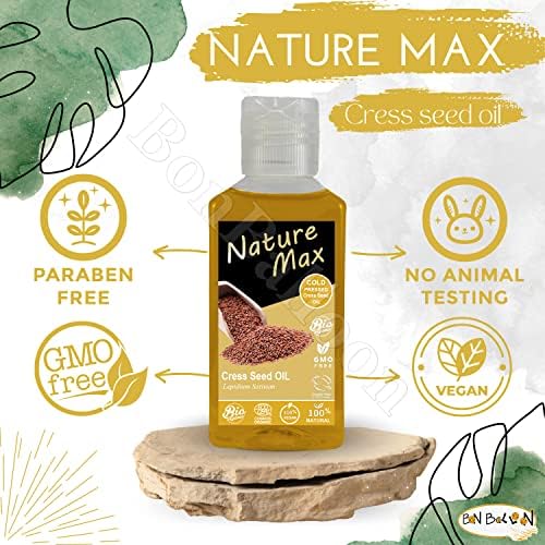 Nature Max Cresses Cress Oil Essential Oils Organic Natural Undiluted Pure for Hair and Skin Care Cold Pressed