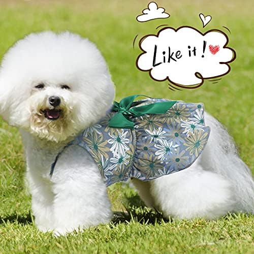 4 חלקים כלב כלב שמלת פרחים כלב שמלת קשת קשת שמלת רוזטה חמודה לבוש בגדי קיץ כלבל