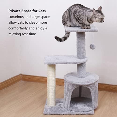 חתול עץ חתול טיפוס מסגרת שריטה הודעה חלל מרווח רב שכבה חתול מגדל צעצוע אספקת עם תליית קטיפה כדורי