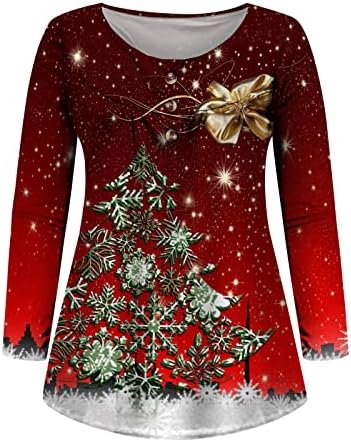 עץ חג מולד מגוון חולצות הנלי לנשים, רבע כפתור חולצות שרוול ארוך חולצות מחמיאות קפלים מחמיאות