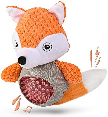 ווקיוווקי חורק כלב צעצוע, שועל בצורת כלב ללעוס צעצוע חיצוני מקורה משחקים, קשה בפלאש צעצועים, ממולא גור צעצועי קטן בינוני
