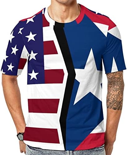 אמריקאי ופורטו ריקו דגל גברים של חולצה קצר שרוול עגול צוואר חולצה מזדמן טי למעלה