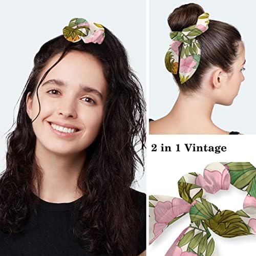 גולגולת ופרחים כובע כירורגי עם כפתורים/שיער קשת משתרע לשיער ארוך