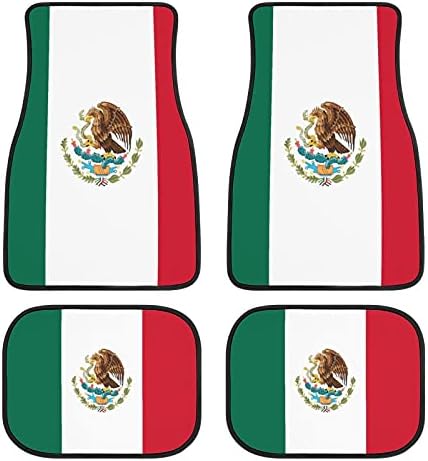 BAGEA -KA דגל מקסיקו דפוס דפוס מחצלות רצפת רכב 4 חלקים הגנה קדמית ואחורית סט שטיח אוניברסלי כל מזג האוויר מתאים לרוב