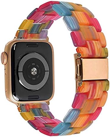להקת Spinye תואמת ל- IWatch 42 ממ 44 ממ 45 ממ, רצועת צמיד החלפת שרף צבעונית לסדרה Apple Watch 7 / SE / 6/5 / 4/3 נשים