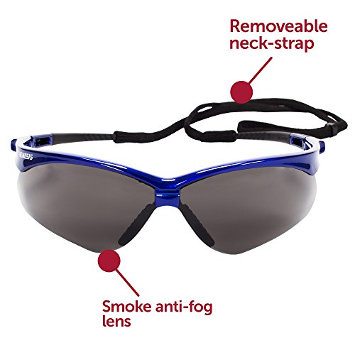 Kleenguard V30 משקפי בטיחות נמסיס, עדשת אנטי ערפל עם מסגרת כחולה מתכתי, 12 זוגות / מקרה