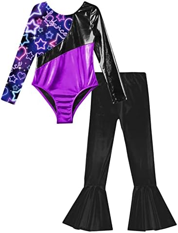 גוף גוף מודפס של הוליה לבנות התעמלות סווטשירט לבגדי ריקוד אתלטי עם שתי תלבושת של שני חלקים