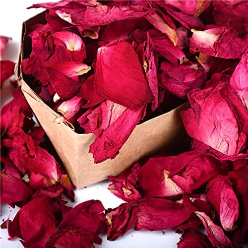 Queenbox 500 גרם עלי כותרת של פרחי ורד מיובשים, מלאכת אמנות קונפטי פרחוני יבש למלאכות שרף DIY, נרות, איפור פנים, סבון,