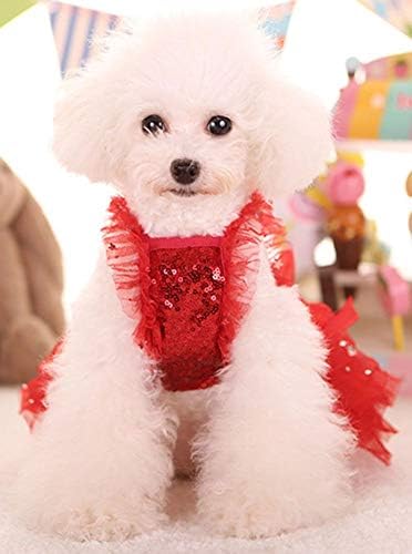 מרופט אופנה מתוק גור כלב בלינגבלינג נסיכת חצאית לחיות מחמד כלב תחרה עוגת חולצה טוטו שמלה אדום