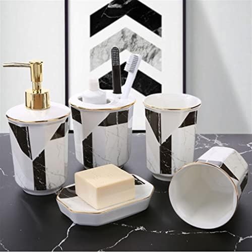 דגם גיאומטרי קרמיקה סט אמבטיה מי פה כוס מברשת שיניים מחזיק כלי שיניים מלון רחצה