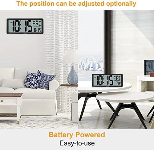שעון קיר דיגיטלי גדול של XREXS, שעוני מעורר המופעלים על סוללה לעיצוב בית לחדר השינה, טיימר ספירת למעלה ומטה, מסך