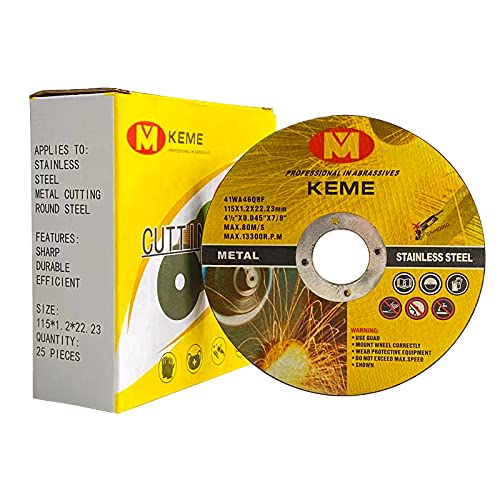 שוחקת Keme 25-פאק 4.5 INX.0.045 INX78 בגלגל חיתוך, חיתוך מתכת למטרה כללית, חיתוך דיסק אולטרה דק מתכת ונירוסטה