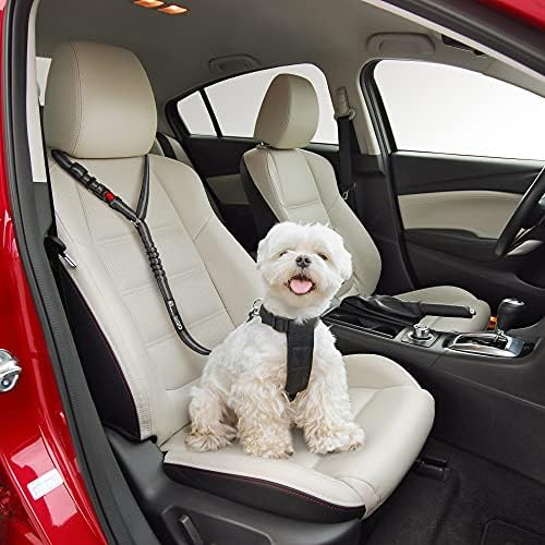 רתמת חגורת בטיחות לכלבים לרכב-רצועה 2 ב-1 ואיפוק מאבטח למשענת הראש. מתכוונן באנג ' י, חזק, עמיד, 360 תואר