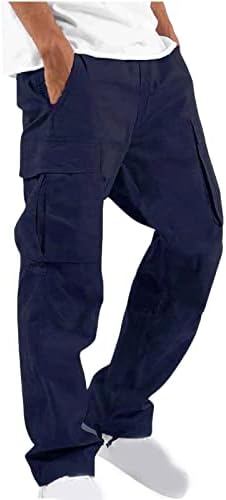 מכנסי מטען של Dreamlascar לגברים מכנסי הליכה אימון רגוע מכנסי טיול מכנסיים מכנסיים אתלטים מזדמנים עם כיסים