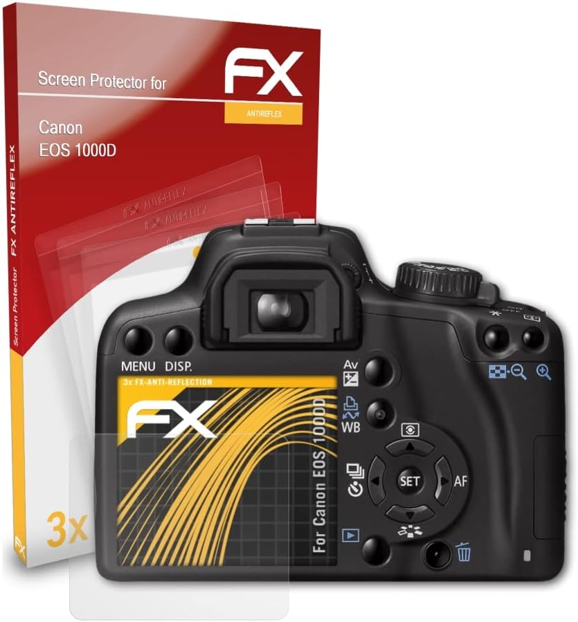 מגן מסך Atfolix התואם לסרט הגנת המסך של Canon EOS 1000D / Rebel XS, סרט מגן אנטי-רפלקטיבי וסופג זעזוע FX