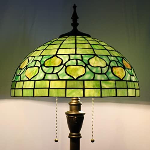 ז ' ארט טיפאני מנורת רצפה ירוק מוכתם זכוכית אפל סגנון קריאת מנורת עם 16 שעות 70 אינץ גבוה עתיק עומד מוט אור ברונזה פינש,