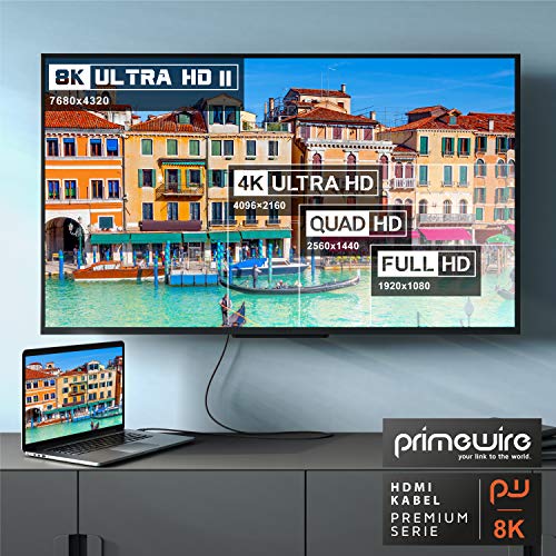 CSL - Premium HDMI 2.1 כבל - 10 רגל - מהירות גבוהה - 8K@120 הרץ - 7680 x 4320 - UHD II - HDMI 2.1 2.0A 2.0B - 3D - Ethernet