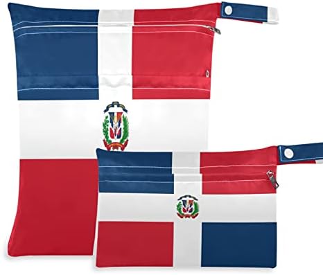 ZZXXB דגל הרפובליקה הדומיניקנית שקית רטובה אטומה למים חיתול בד לשימוש חוזר תיק יבש רטוב עם כיס רוכסן לטיולים בריכת חוף כושר
