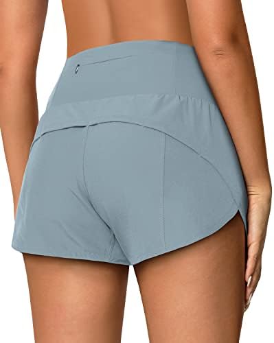 Colorskin High מותן מכנסיים אתלטים לנשים אימון מהיר של אימון יבש המריצה מכנסיים קצרים עם כיסי רוכסן של אניה רשת