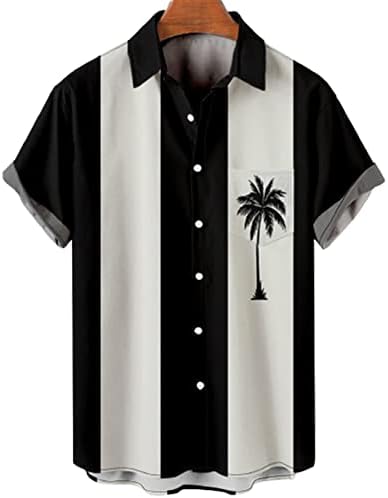 צבי ליידי הוואי באולינג חולצות לגברים קצר שרוול כפתור למטה חולצה מזדמן חוף קיץ חולצות