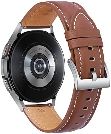 Sanxiuly תואם ל- Galaxy Watch 4 להקה קלאסית 42 ממ/46 ממ שעון עור אמיתי מתאים לרוב מזוודות השעון של 20 ממ