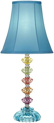 360 תאורה איריס מסורתית מנורה שולחן מבטא בסגנון בוהמי עם שולחן דימר 21 צבע רב צבע גבוה זכוכית מוערמת גוון פעמון כחול לילדים