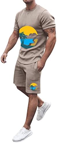 קיץ גברים חולצה גברים קיץ תלבושת חוף קצר שרוול מודפס חולצה קצר חליפת חולצה מכנסיים חליפה עם כומר