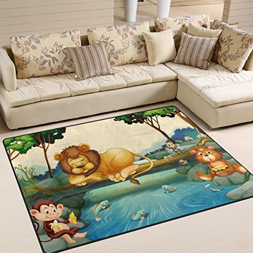 הנושא של בעלי החיים הקטנים שלי נהר נהר קוף אריה פראי ילדים משחקים מחצלת שטיח זוחל לתינוק שטיח לא להחליק שטיח משחק חינוכי