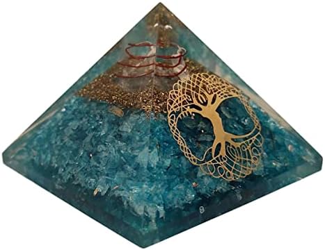 Sharvgun Pyramid Pyramid Apatite Stone Shri Yantra-Flower הגנה על אנרגיה שלילית ריפוי קריסטל אבן חן אורגון פירמידה מדיטציה 65-75